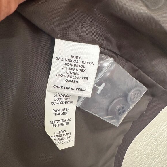 LL Bean Brown Wool Blend One Button Business Blazer Jacket Womens size 10 - Picture 5 of 11